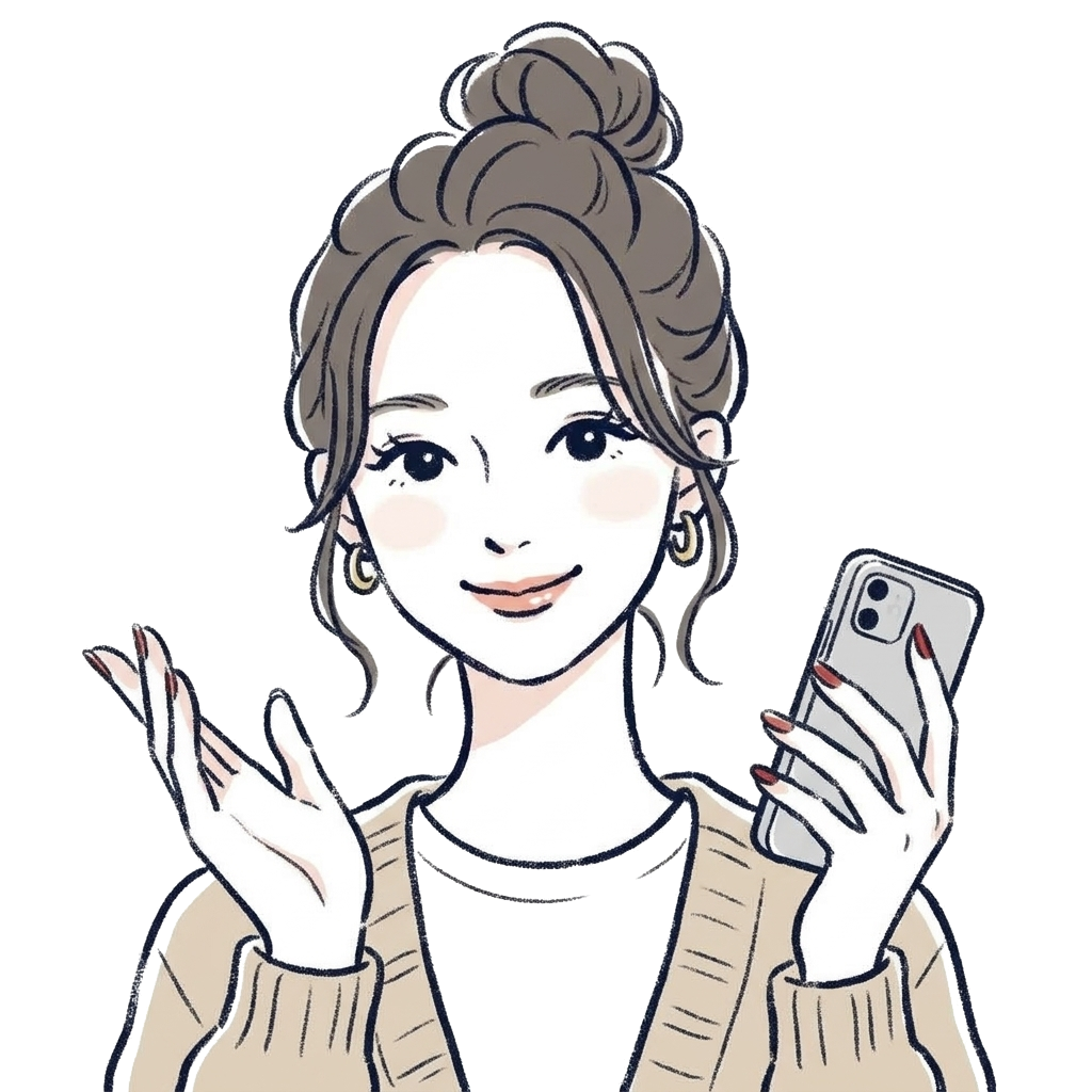 スマートフォンでサイトの更新について相談する女性の案内役