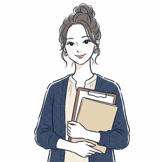 投稿計画を確認する女性のイラスト
